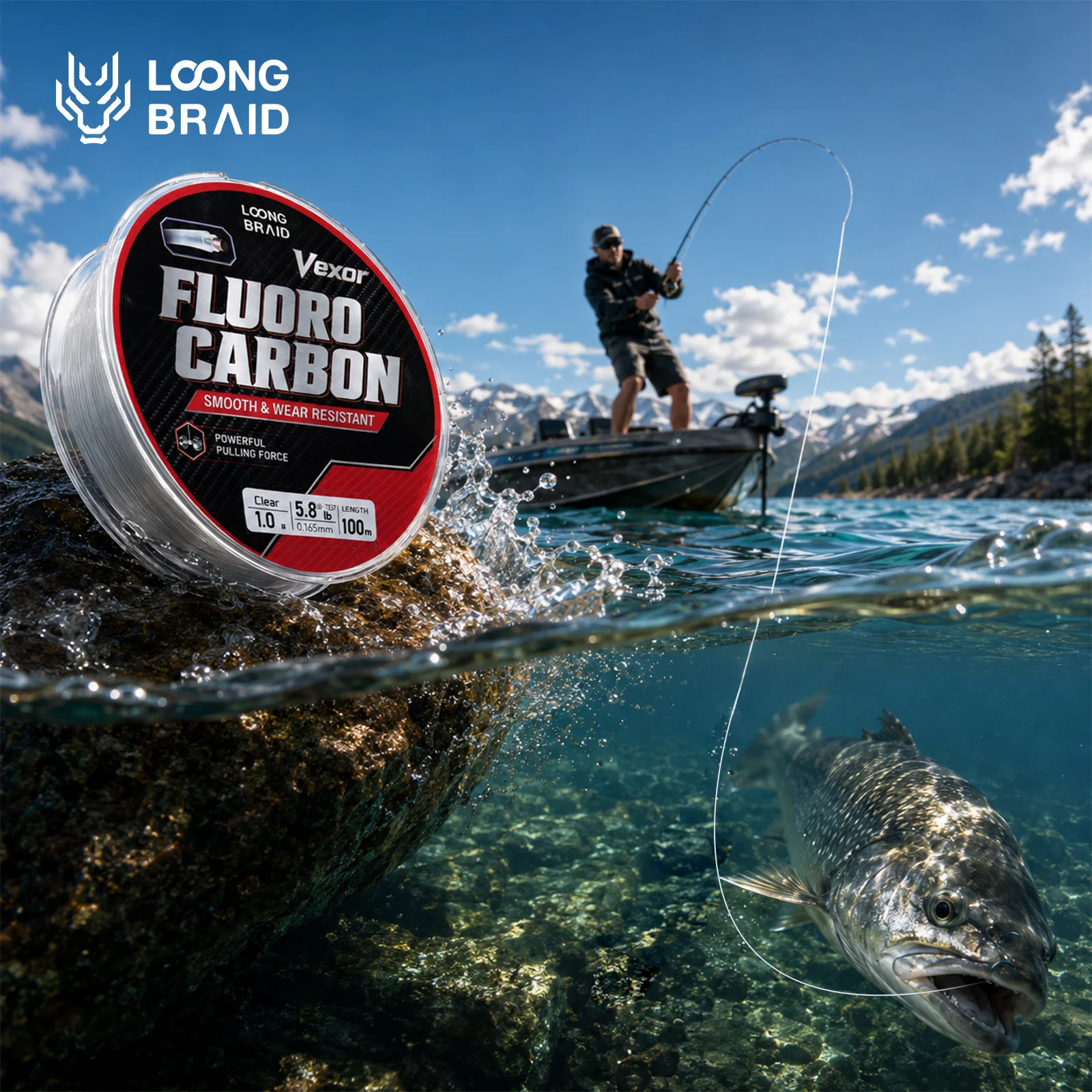 LOONGBRAID 300-500M 328YDS-547YDS Fluorocarbon-beschichtete Angelschnur Schneller Sinkende Vorfachschnur 0.8 # -7.0 # für das Meeresangeln mit Ködern – Detail 7