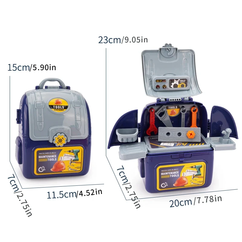 Kinder Rollenspiel 2 in 1 Werkzeug Spielzeug, 1 Stück Mini Simulation Geschirr Werkzeug Kit Kinder Rollenspiel Familie Rucksack Box Spielzeug Geschenk