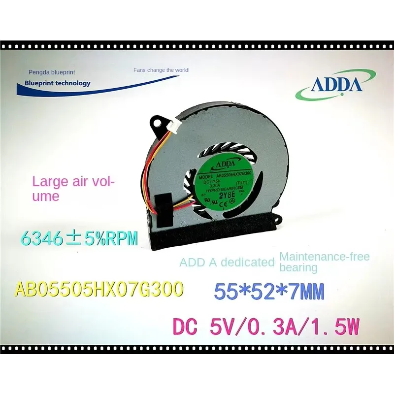 pa Original Ab05505hx07g300 5.5 Cm5v Max Airflow Rate Notebook Micro Turbine Cooling Fan