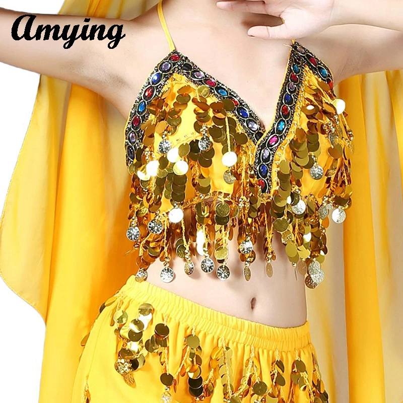 เซ็กซี่สุภาพสตรี Belly Dance เหรียญตกแต่ง Bra ผู้หญิงพู่สีสันด้านบนหน้าอกห่อ Stage Performance เสื้อกั๊ก Bra 11 สี