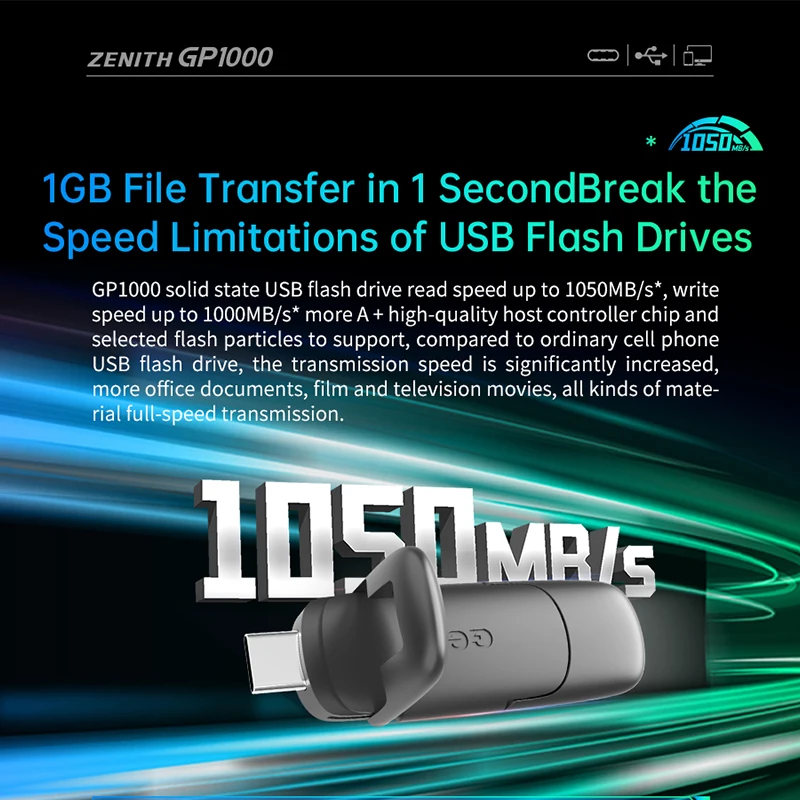 GeIL-Pendrive portátil para telefone e PC, GP1000, Flash Drive, Memory Stick, Solid State Disk, USB 3.2, Gen2, 256GB, 512GB, 1TB