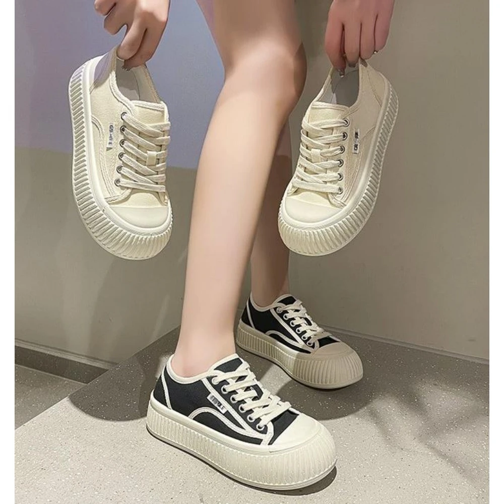 Women Platform Canvas Shoes Height Increasing Chunky Sneakers For youth girls Outdoor trainers Female Ladies Thick Sole Footwear