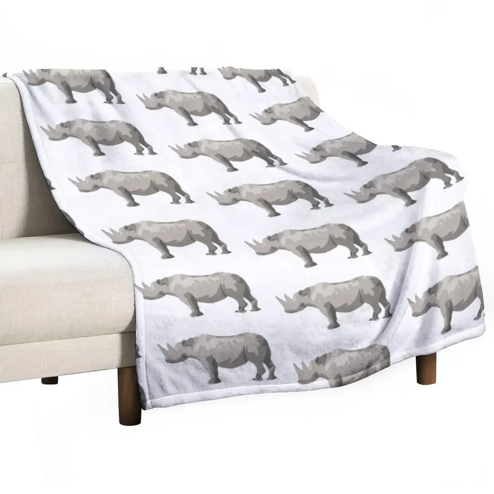 Black Rhino Throw Blanket Sofa Quilt Shaggy Luxury Blankets