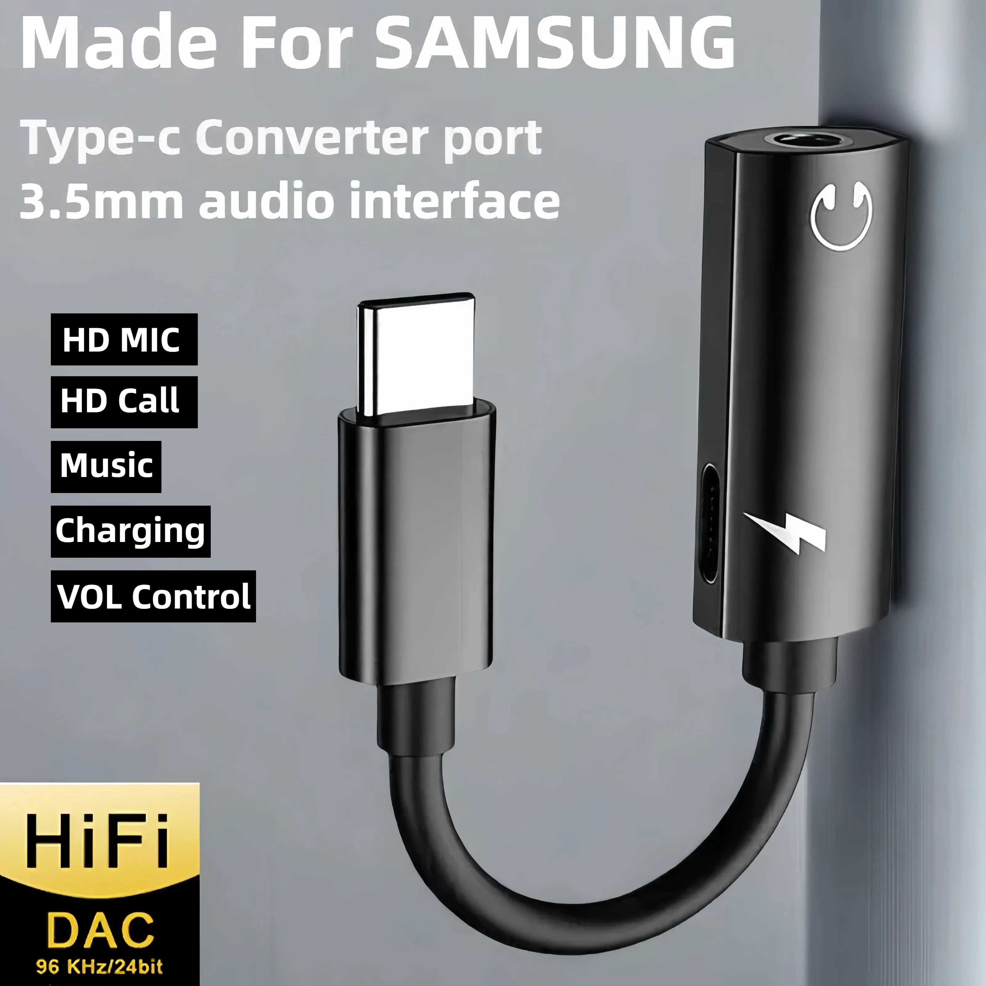 original 2 in 1 Type C To 3.5MM Headphones Jack Audio Adapter For Samsung Galaxy S24 S23 Ultra A54 A53 Note 20 10 USB C Charger