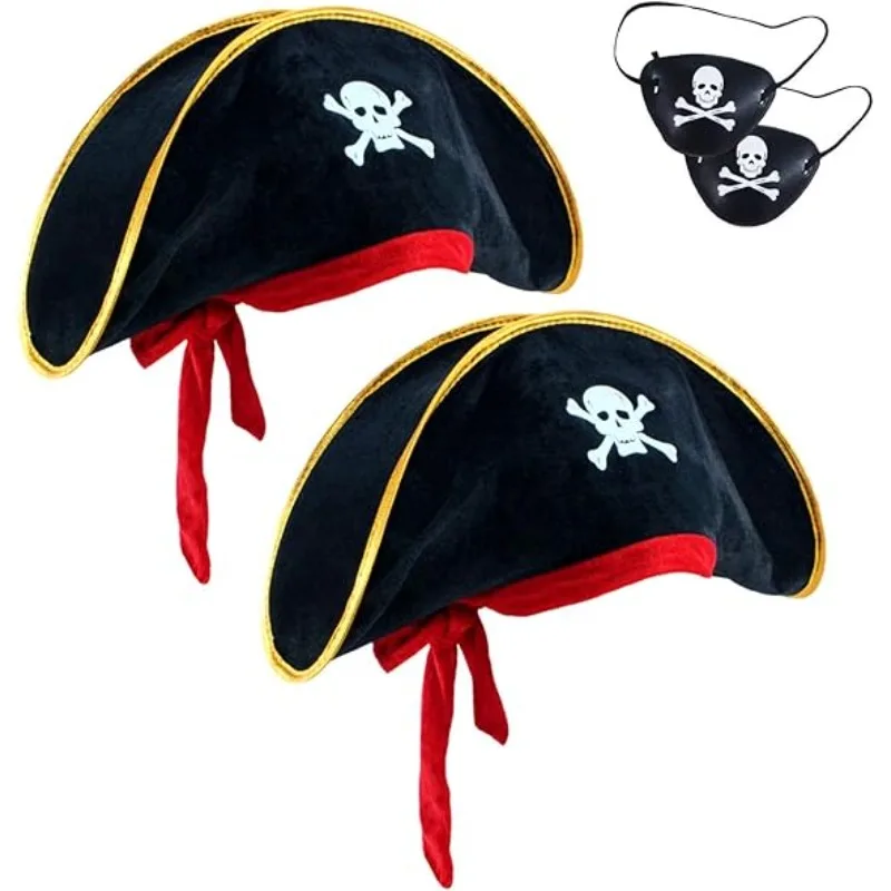 

Pirate Hat Skull Print Pirate Captain Costume Cap Pirate Funny Party Hat Halloween role-playing accessories props