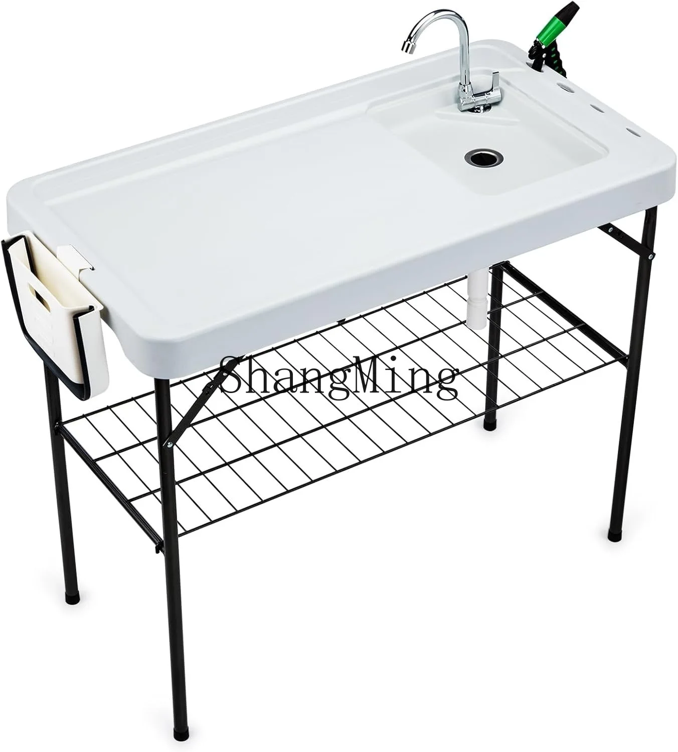 ZYYSingle بالوعة غسل الأسماك وقتل الجدول في الهواء الطلق طاولة الجليد طاولة بلاستيكية قابلة للطي #1