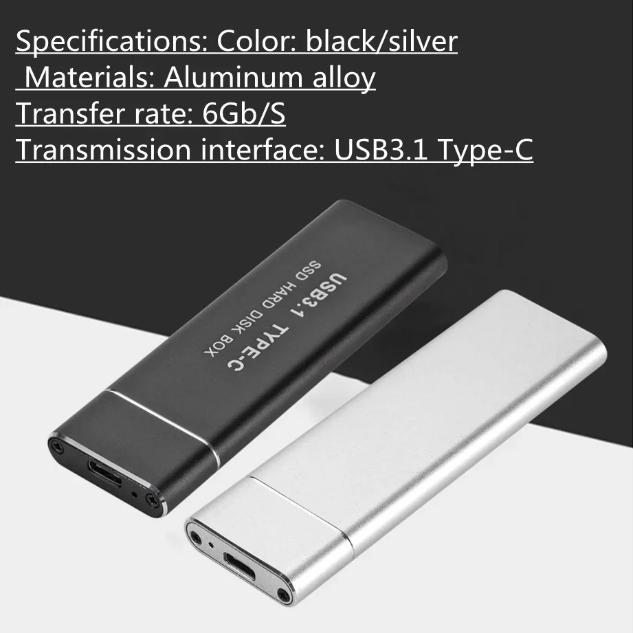 

USB 3.1 Type-C to M.2 NGFF SSD Mobile Hard Drive Disk Box 6Gbps External Enclosure Case for m2 SATA SSD USB 3.1 2260/2280