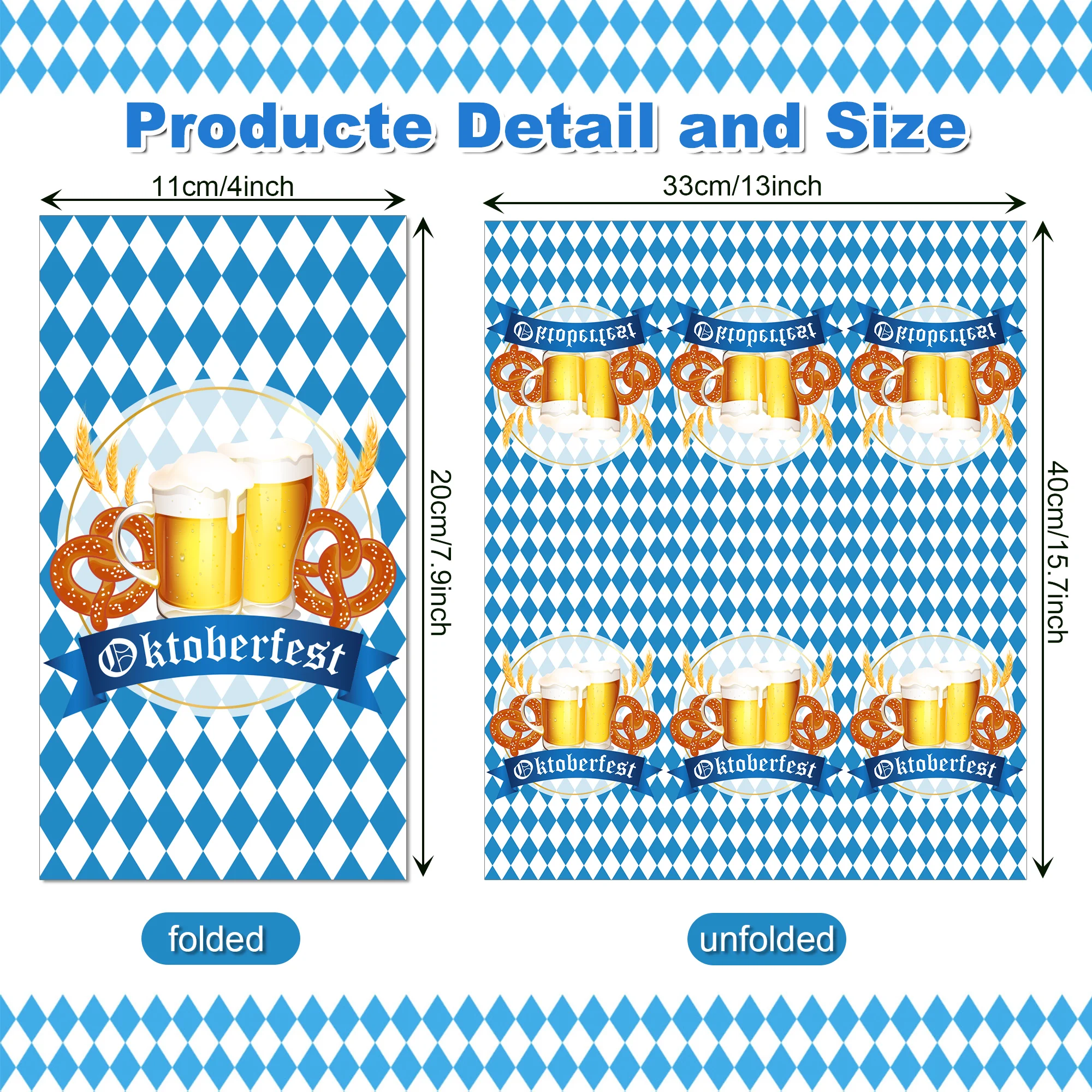 20 Stück Oktoberfest-Gastservietten, Einweg-Seidenpapier, Abendessen, Serviette, Badezimmer, Handtücher für deutsche Bier, Festival, Party – Detail 2