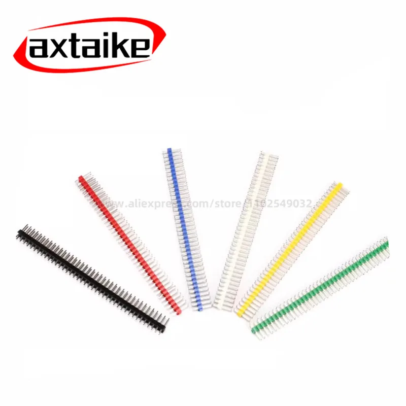 10PCS 1*40P 2*40P 80P 2.54mm Single Row Double row Male PCB Board Pin Header Connector Strip 40Pin Multicolour Red Yellow Bule