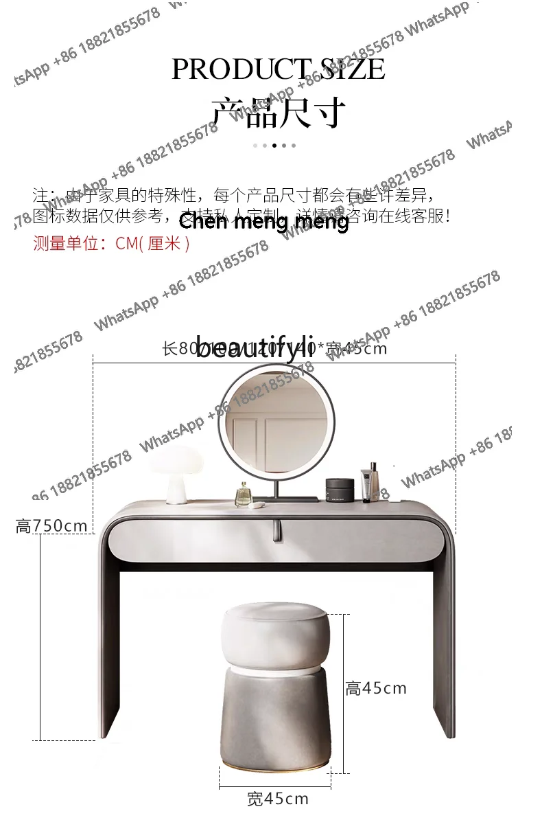 Toeletta italiana di lusso leggera, camera da letto in stile crema, toeletta di fascia alta, tavolo da trucco di fascia alta, semplicità moderna H