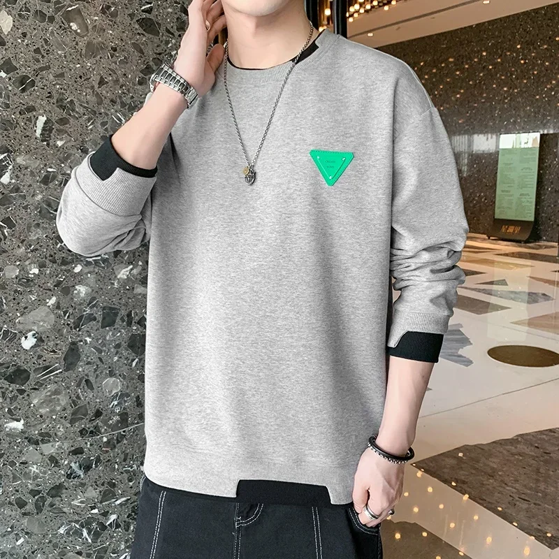 Autumn/Winter Casual Men\'s Sweater Long Sleeve Pullovers Fashion Contrast Crew Neck Sweatshirt Streetwear Men Clothing M-4XL