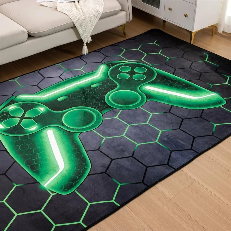 Game Console Area Rug for Bedroom Sofa Playroom Gaming A Living Room Geometric Bedside Rugs Gamer Decorative Floor Mat Carpet