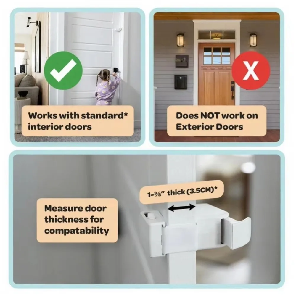 Snap-on Child Proof Door Lock Multi-functional Universal Fit Children Safety Lock Adhesive-Free Easy Installation
