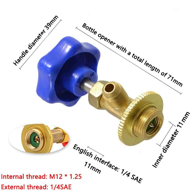 1 pz valvola di erogazione apribottiglie 1/4 connettore SAE Mayitr bottiglia di refrigerante può toccare per R12 R22 R6000a R134a R410a Gas