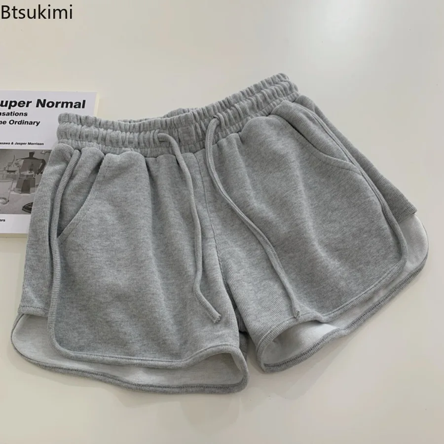 New2025 Women's Summer Casual Loose Drawstring Sports Shorts Elastic High Waist Fitness Running A-line Shorts Leisure Home Pants