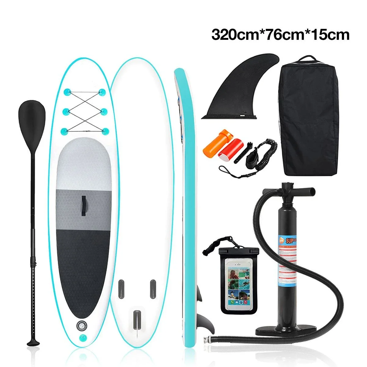 

NEW Inflatable Inflatable Surfboard Stand Up Board Paddle Water Sport Board Boat + High Pressure Pump 320x76x15cm