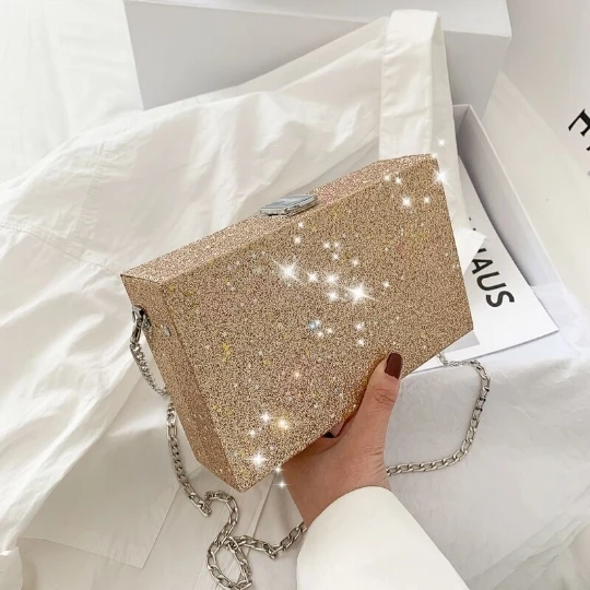 White Bright  New OL Women Party Bags Box Hard Mini Shoulder Handbags Trend Design Chain Hasp Bags Coin Purse Single Square Bag