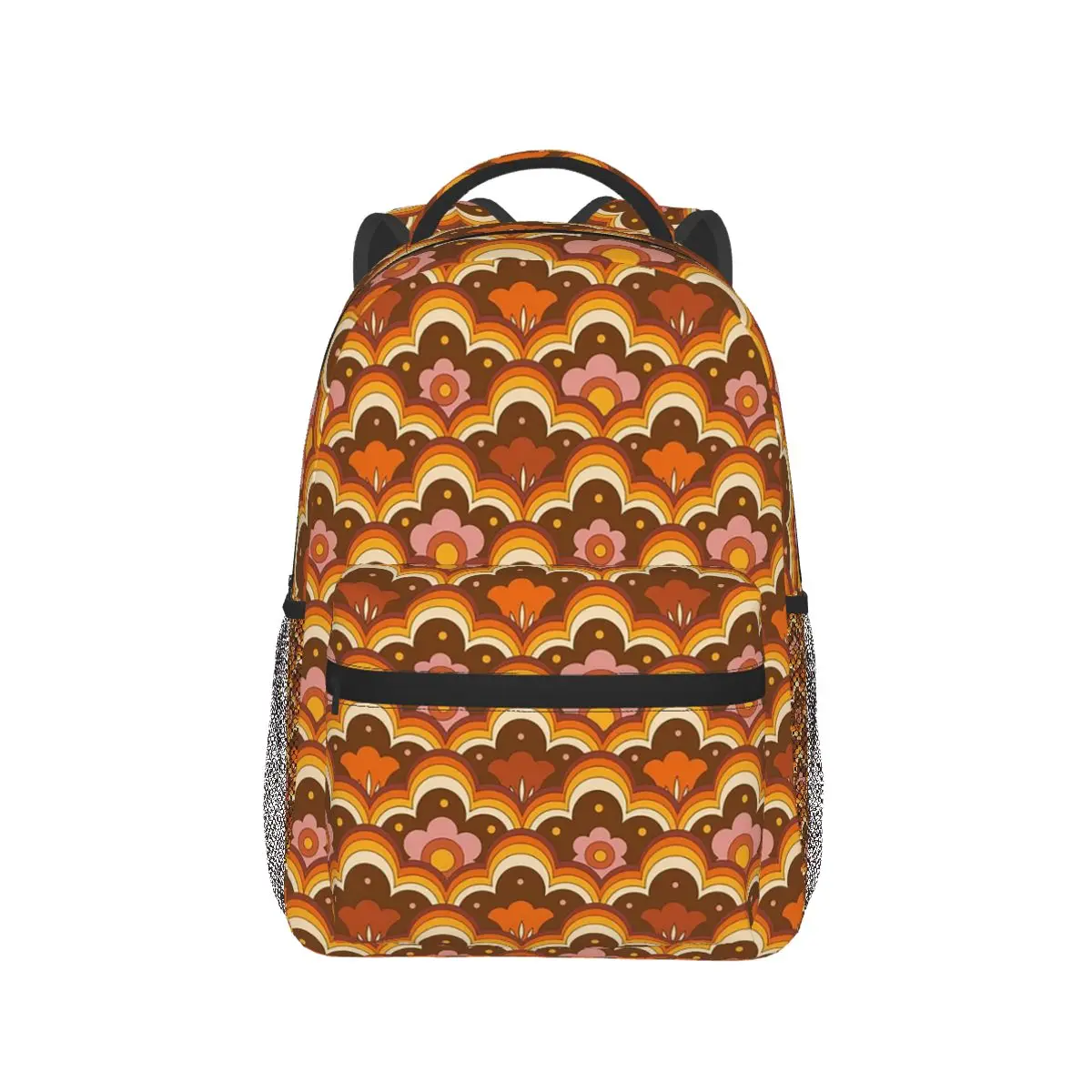 70s 60s ريترو مخدر زهرة السلطة ، الأزهار نمط حقيبة الظهر رائجة البيع Daypack سعة كبيرة الأطفال BookBag حقائب كتف #1