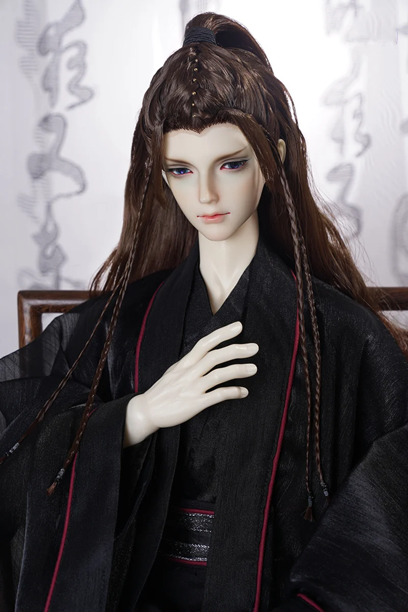 1/3 Scale BJD Wigs Ancient Costume Hanfu Vintage Long Hair Styling Samurai Wig For SD13 SSDF ID72 Uncle Doll Accessories A1411