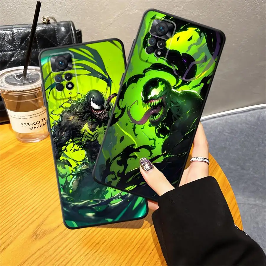 Case for Xiaomi Redmi Note 12s 11s 13 14 Pro Plus 10S 9S 7 8 9 10 11 12 Pro Black Soft Phone Cover Marvel Cool Venom