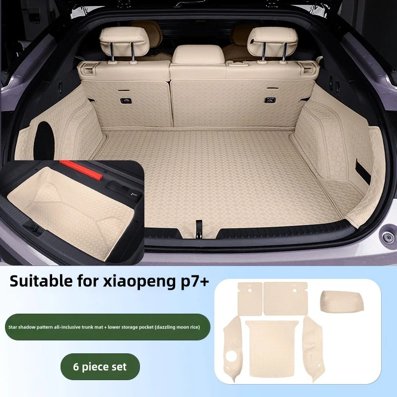 

For Xpeng P7+ 22-2024 Car lower Storage Bag Rear Trunk Storage Pocket Mat Leather Car Built-in Storage Bag Waterproof