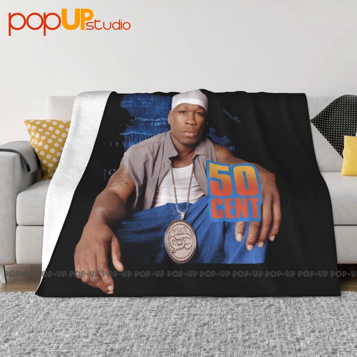 Y2K 50 Cent Bootleg Rap Blanket Thick Textile Home Decor Sofa Dedicated Home Decotation