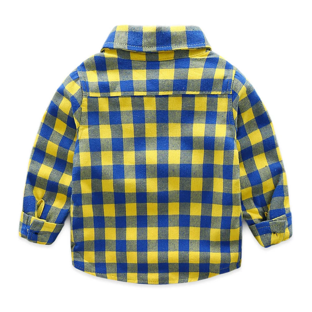 2018 Autumn Winter Boys Shirts Long Sleeve Cotton Children Shirts for Boys Thick Fleece Warm Plaid Shirts BC400