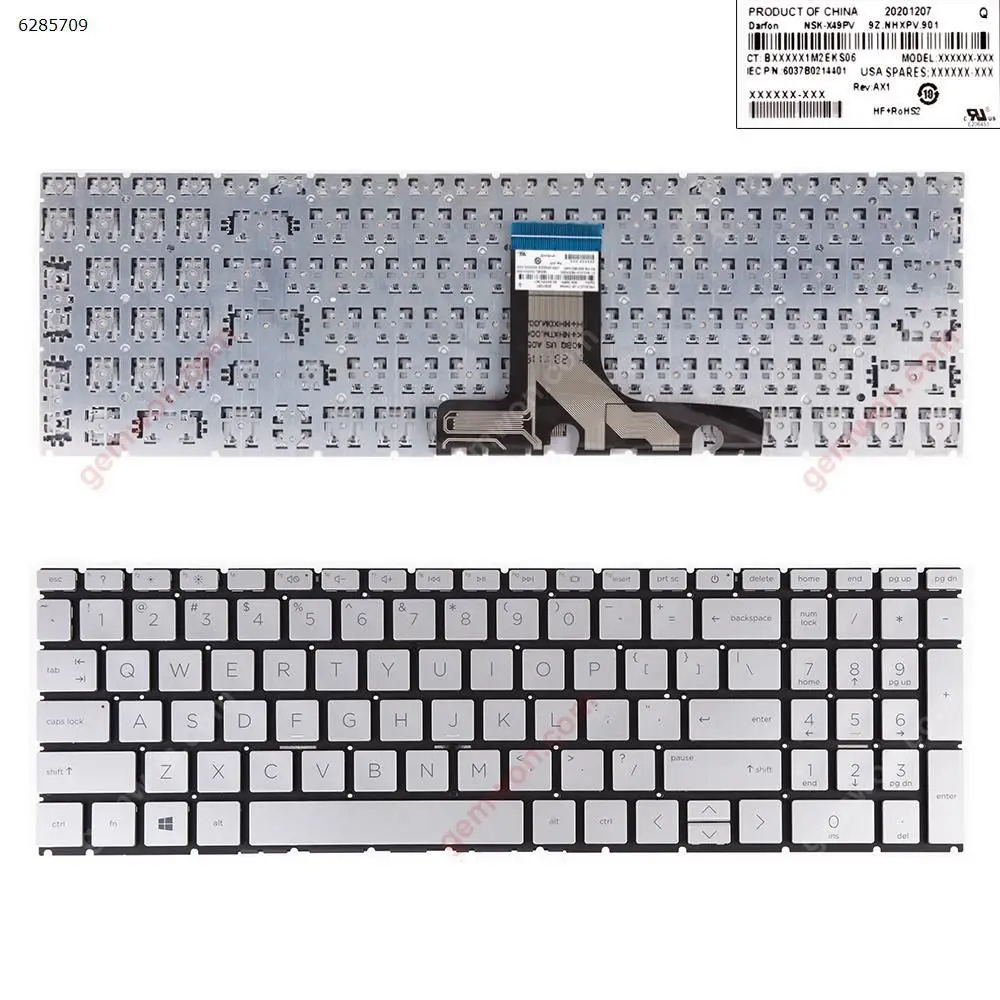 

Клавиатура ноутбука США для HP Pavilion 15-eg0070wm 15-eg0073cl Silver