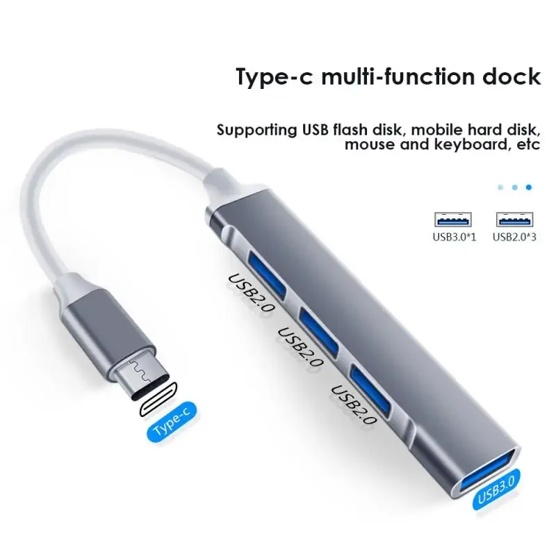 

4Port USB 3.0 Hub 4Port USB 3.0 2.0 Hub High Speed Type C Splitter Adapter OTG For PC Computer Accessories