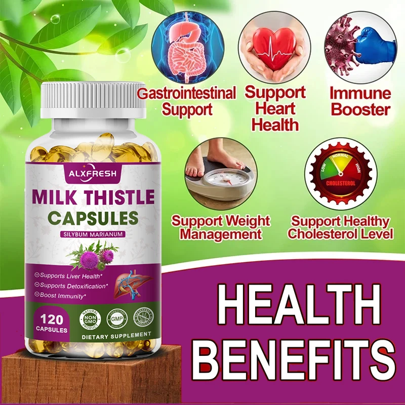 Milk Thistle Extract for Antioxidant Detox Support Liver Health Function Herbal Supplement Promotes Liver Cleansing and Repair