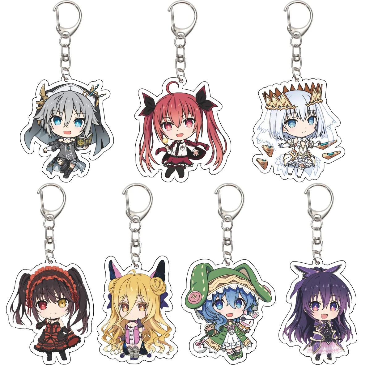 55MM Anime Date A Live Yatogami Tohka Kotori Itsuka Tobiichi Origami Himekawa Yoshino Tokisaki Kurumi Acryl-Schlüsselanhänger Geschenke