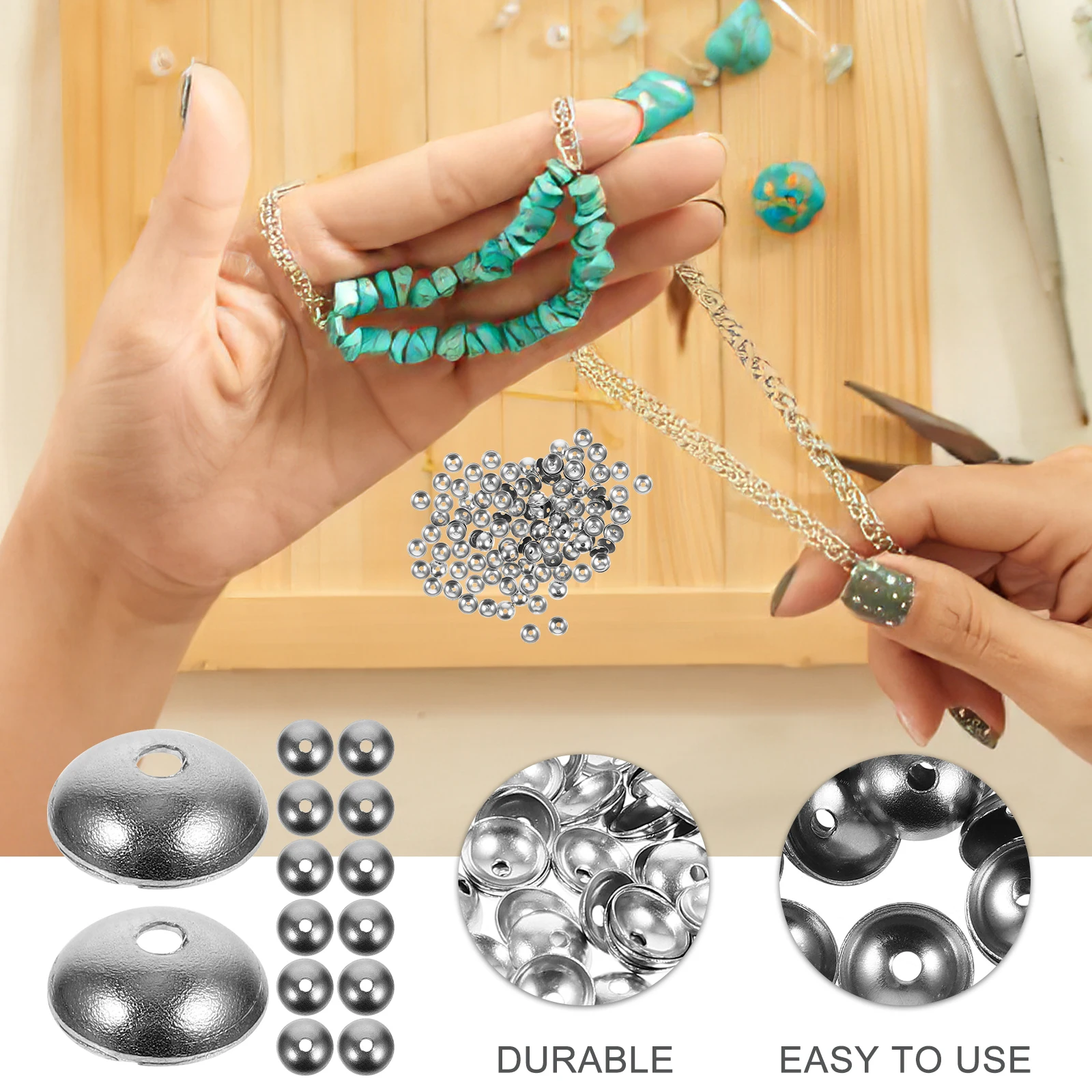 

150 Pcs Bead Caps Stainless Steel Lightweight DIY Jewelry Making Bracelet Necklace Components Spacer Beads Gifts
