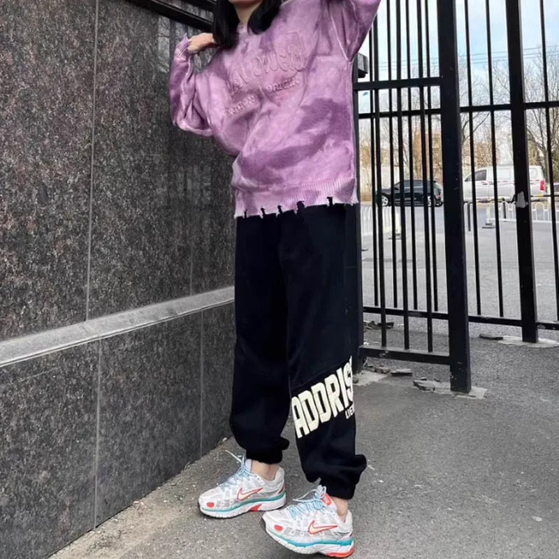 

Fashion brand large size sweatpants women Hong Kong wind street design sense leg pants spring and autumn new sports pants