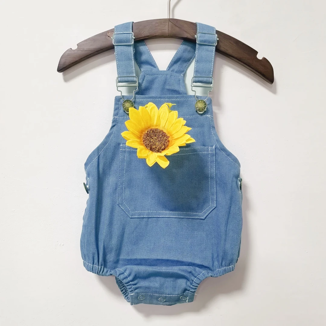 Korean Style Solid Blue Cowboy Breastplate Combo Jean Bib Baby Boy Girl Denim Overalls Suspenders Jumpsuit Pants Infant Outfits