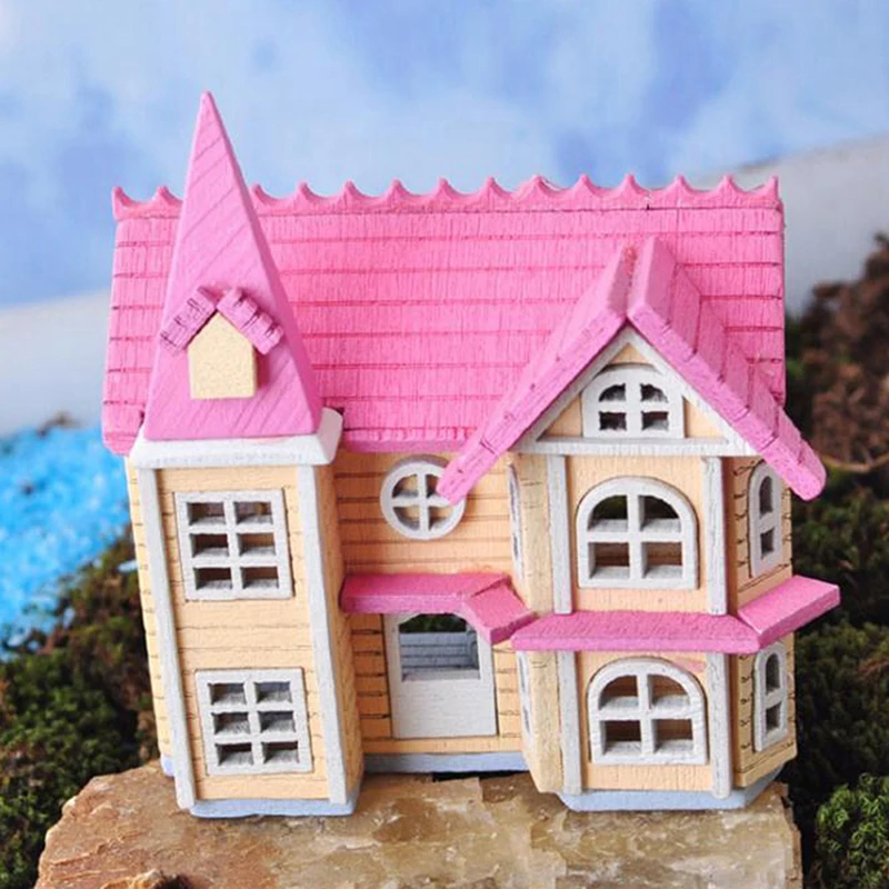 1/12 Pink DIY Mini Wooden Dolls Miniature House Handicraft Assemble Toys Kits Educational Toys Mode