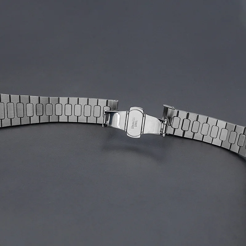 Mod Silver 316L Stainless Steel Replace Strap 25mm Watch Bracelet Fits japan Nautilus Watch Cases Folding Deployment Clasp Strap