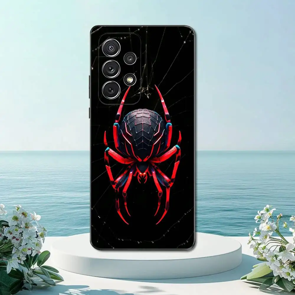 حافظة هاتف Danger Art Black Widow Spider لهاتف سامسونج S22، S21، S20، S10، S9، S25، S24، S23، Ultra، FE، Plus، Lite، غطاء أسود من السيليكون الناعم #5