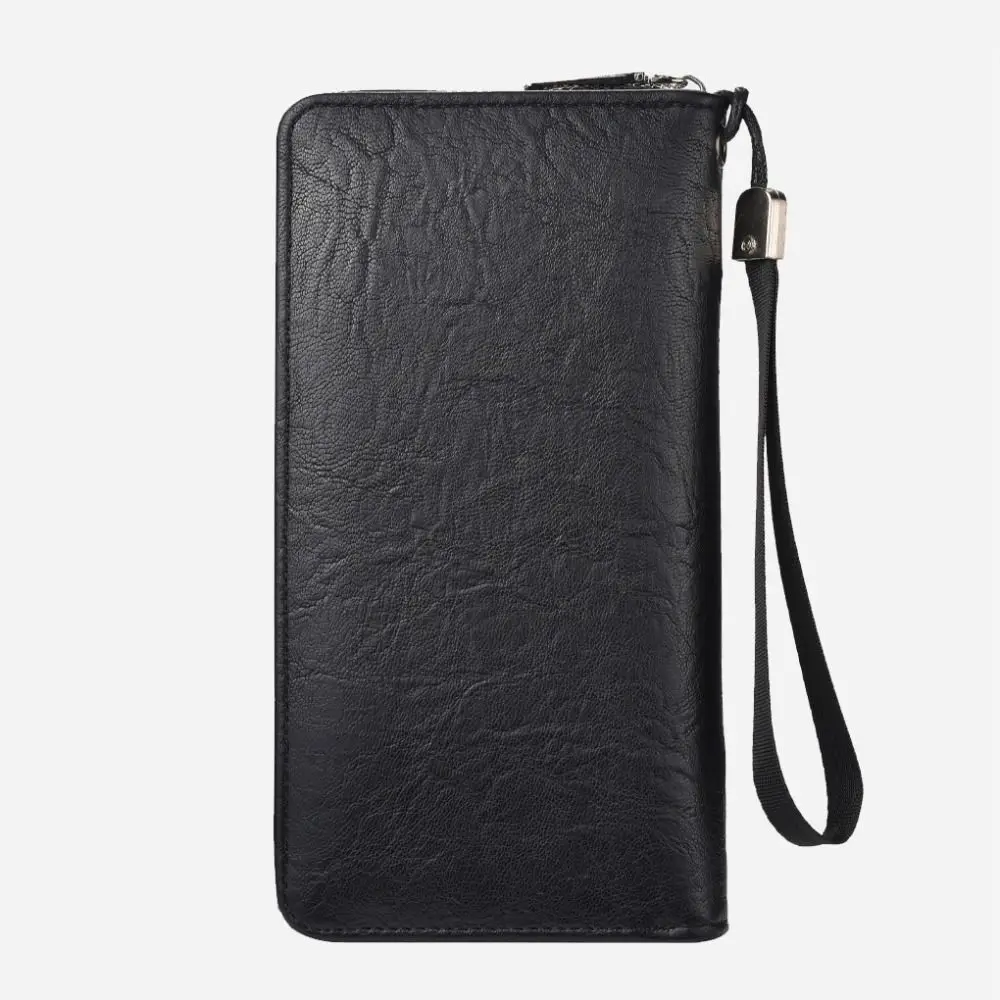 Elegant Purse Men PU Wallet Multi Slot Zipper Business Clutch Bag Coin Purse Large Capacity Long Wallet Business