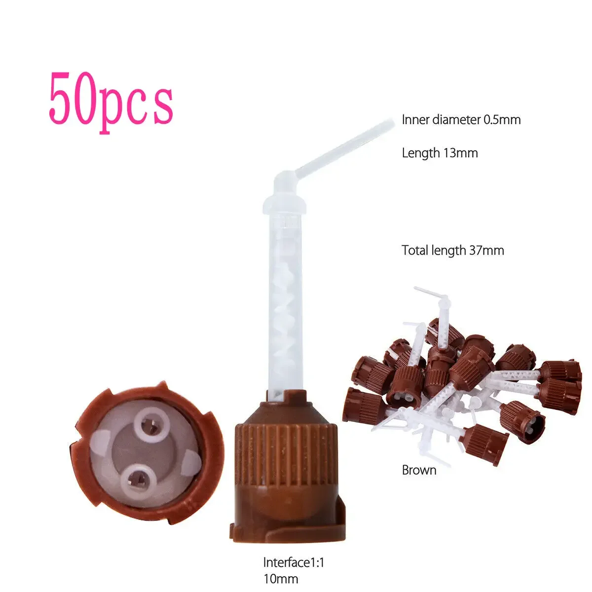 50pcs materiais odontológicos borracha de silicone odontologia transportando cabeça de mistura descartáveis bicos de impressão pontas de mistura