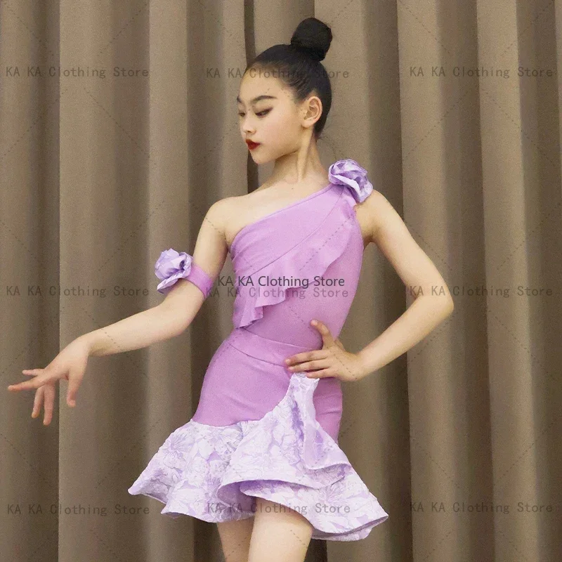 Cha Cha Rumba Samba Latin Dance Dress Girls Tango Ballroom Dance Dresses Girls Competition Suit Kids Latin Practice Clothes