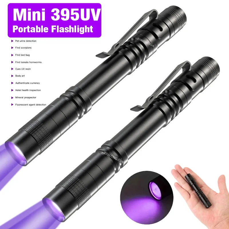 365/395nm UV Flashlight Ultraviolet Invisible Ink Marker Blacklight Pen Torch Pet Cat tinea urine Stains Scorpion Detection Lamp