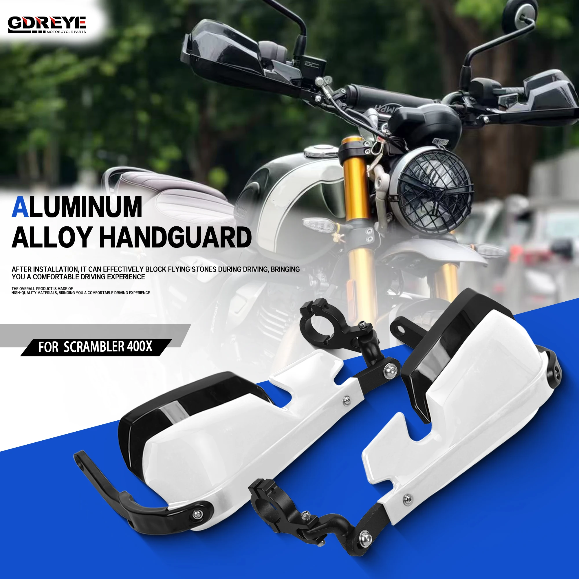 Image 3: Protection de guidon en alliage d'aluminium pour moto Triumph Scrambler 400X XC Speed400, protection contre le vent