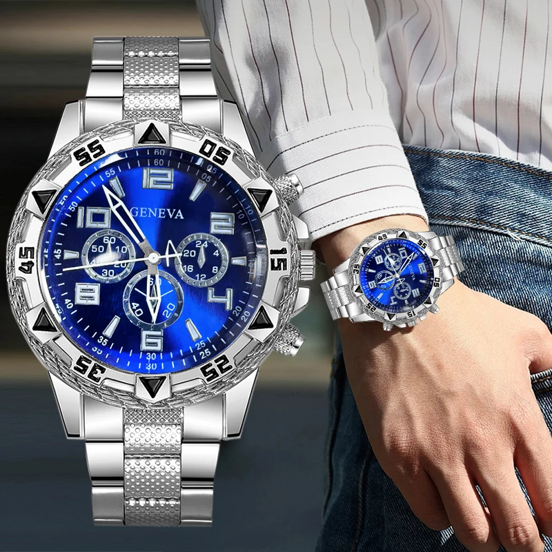 4pc men's fashionable quartz watch and versatile accessory set for daily wear as gifts for friends and family