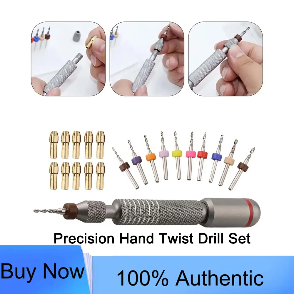 DIY Jewelry Making Tool Mini Drill Bit Set Precision Hand Twist Drill Tools Aluminum Alloy Construction Double Bearing Design