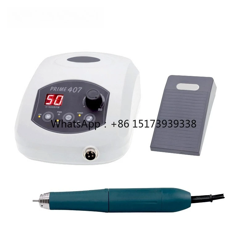 Dent 50000RPM Brushless Dental Lab Micromotor High Torque Digital Polishing Drill with Overload Protection Foot Pedal