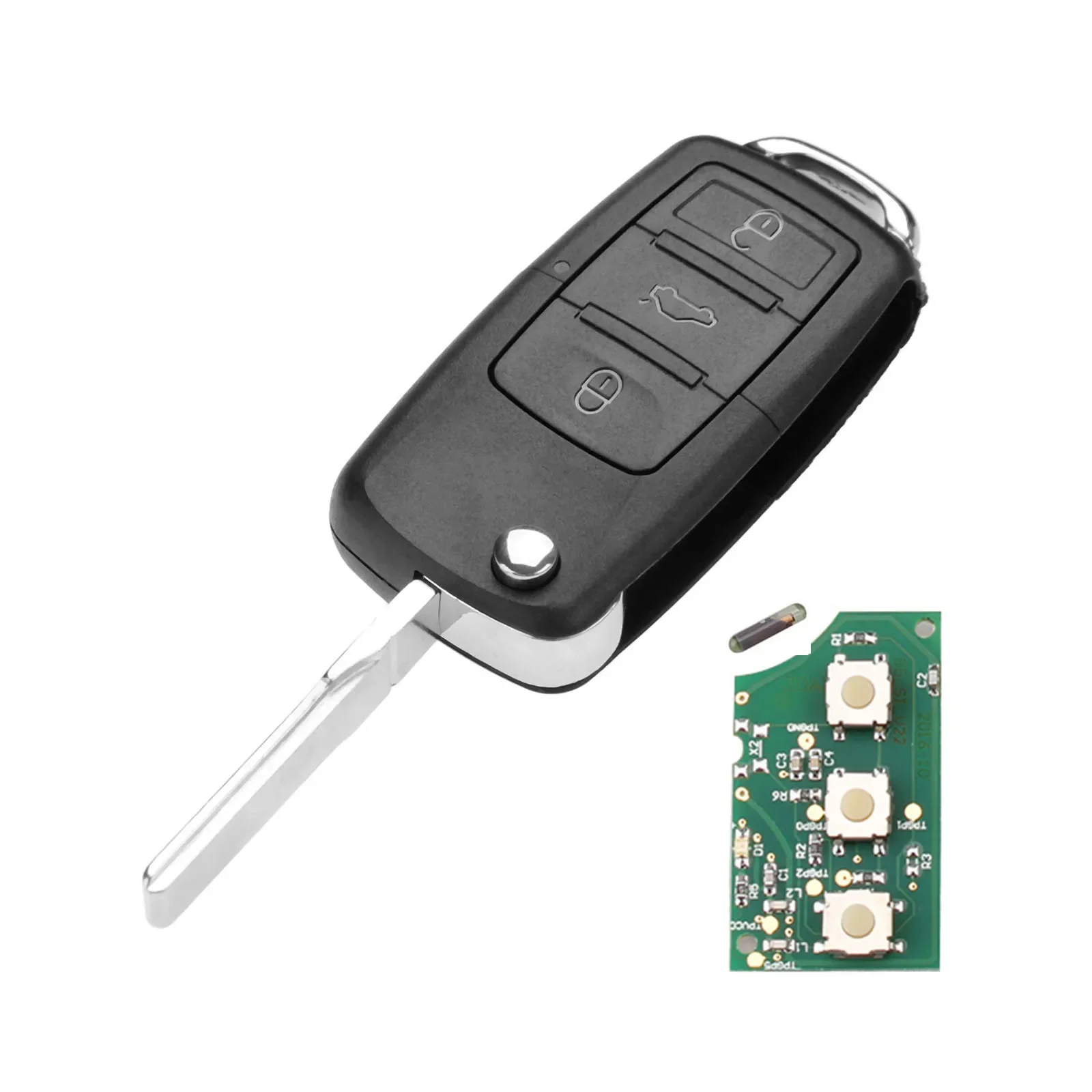 2/1Pcs 3 Button Car Remote Control Key Fob 434MHz ID48/Chip for VW Golf Plus Jetta Tiguan Touran Caddy Eos 1K0959753G HU66 Blade