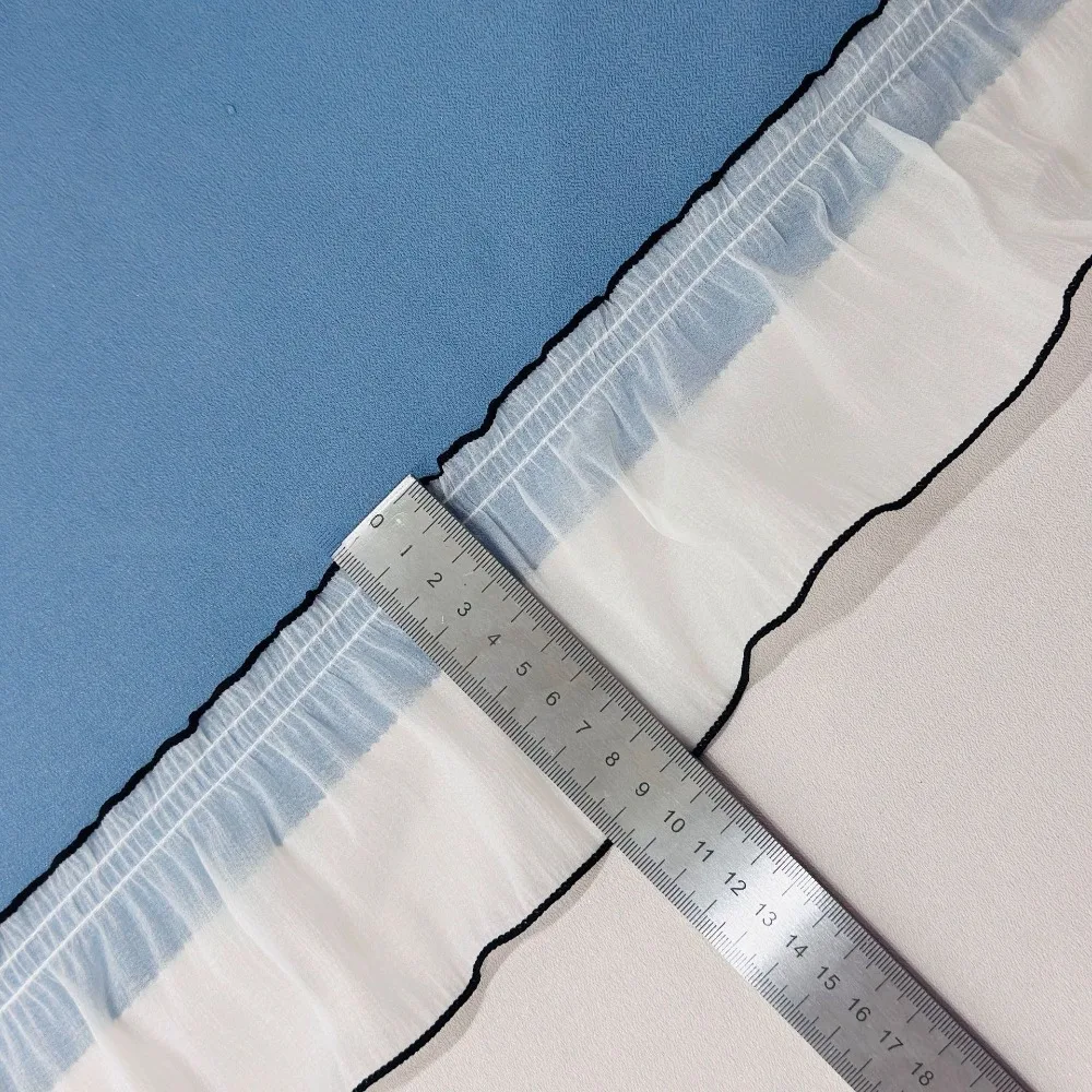 1 Yard Simple Versatile Chiffon Lace Trim French Ruffled Hem Curtain Pleated Ruffle Decorative Accessory for Sewing DIY Home Dec