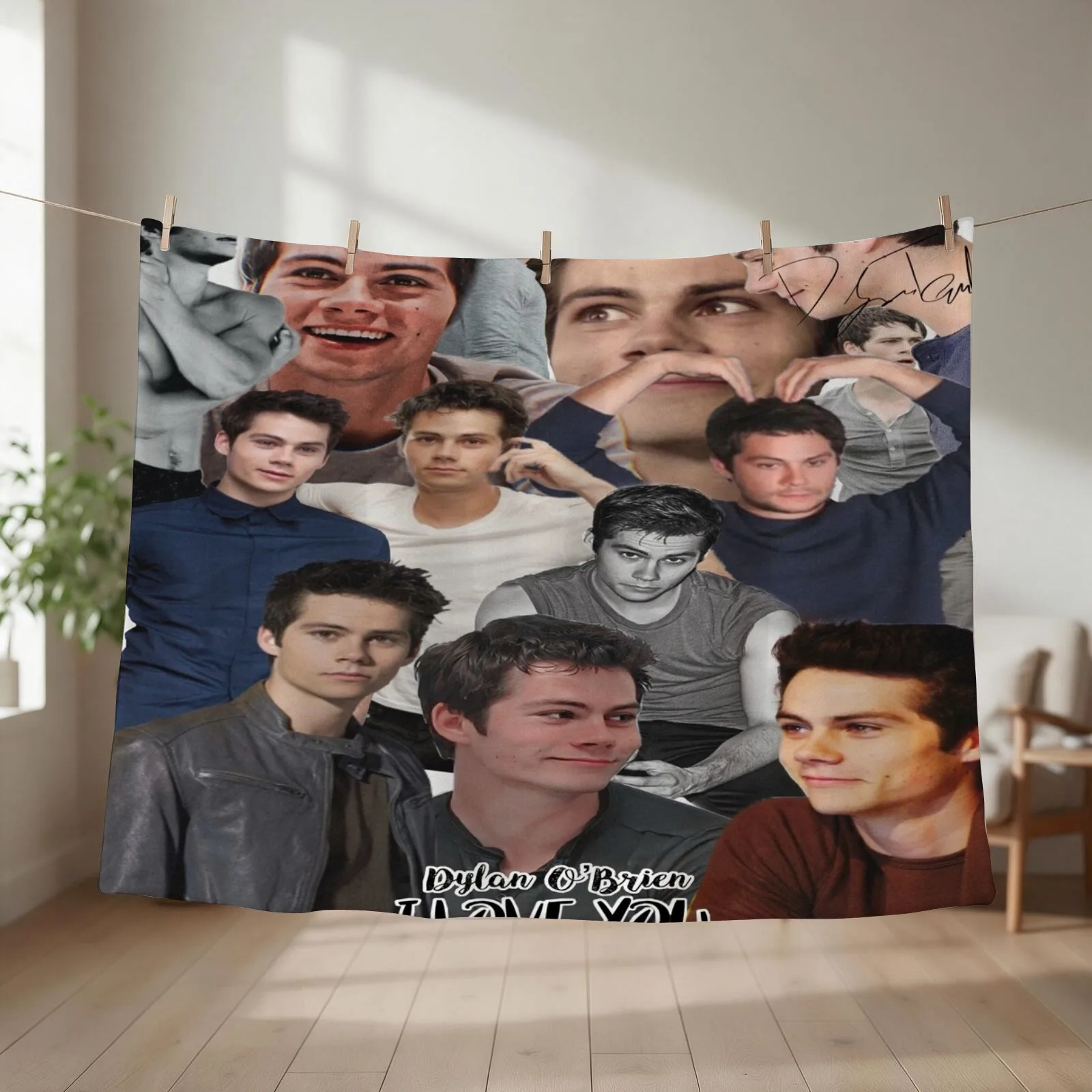 Dylan Oa??Brien I love you (signature) Throw Blanket couch cozy soft plush fuzzy picnic outdoor blanket
