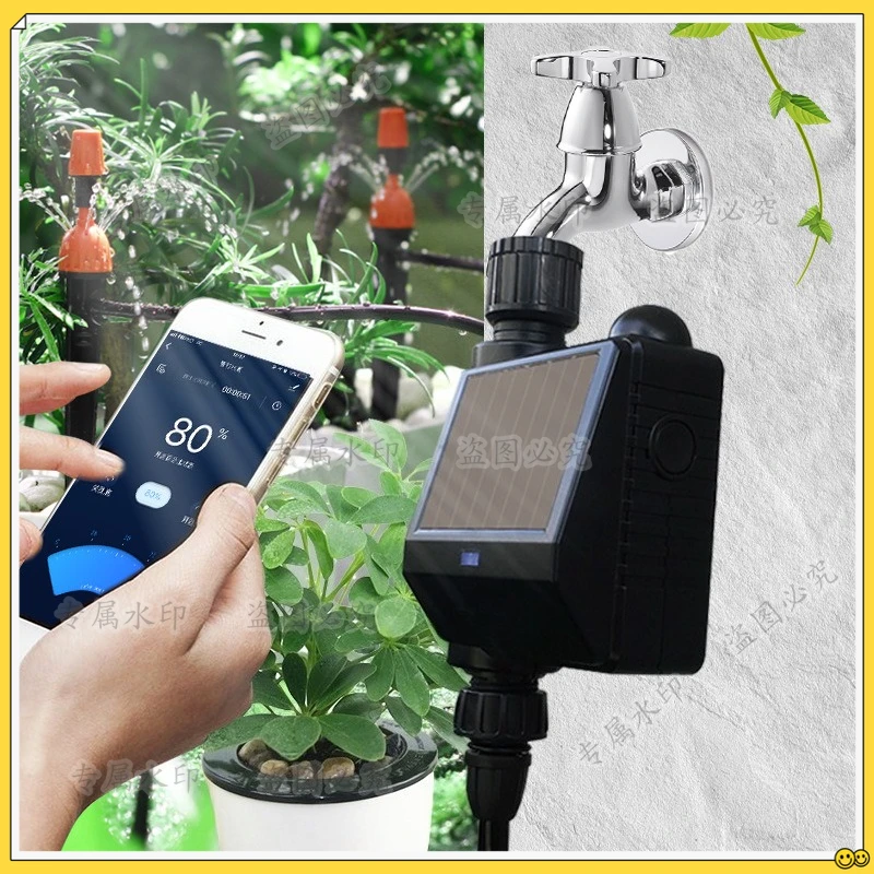 

Solar automatic flower watering drip irrigation system Mobile phone remote control faucet timed watering device