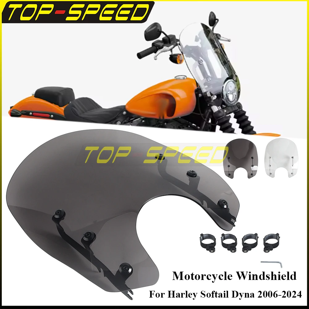 For Harley Softail Dyna Street Bob Low Rider Super Glide FXBB FXST FXLR FXD 15 Inch Windscreen Mounting Hardware Wind Deflector